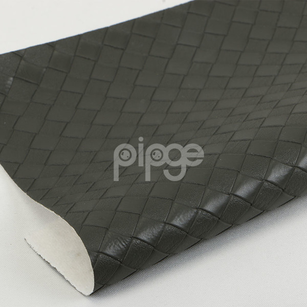 精品面料压花印刷PU1.1编织纹弹力起毛底用于箱包手袋 鞋革