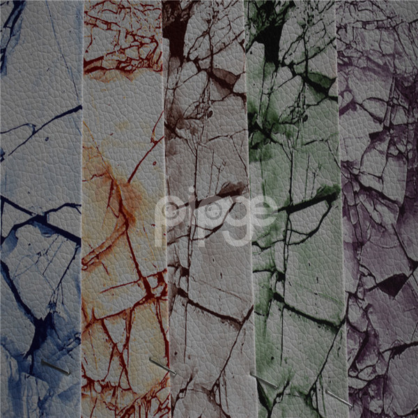 现货供应大理石印花皮革面料 高档箱包手袋包装盒皮革荔枝纹底材