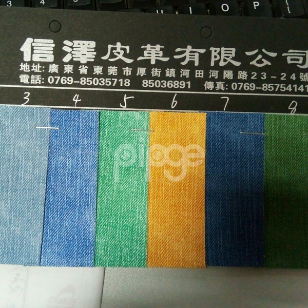 现货供应牛仔布纹皮革面料 防牛仔皮革 箱包手袋服装革