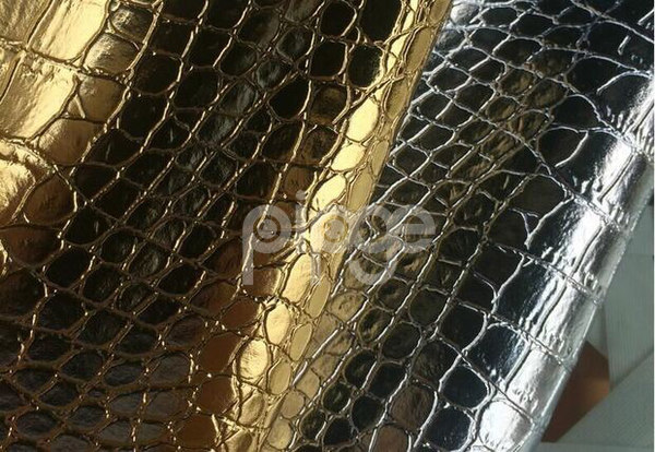 PVC水刺底鳄鱼纹金色银色贴膜包装材料彩色贴膜鳄鱼皮
