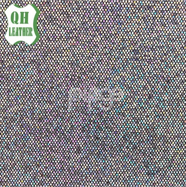 厂家直销 新款金葱金粉闪粉格利特皮革布料 镭射粉皮革材料不掉